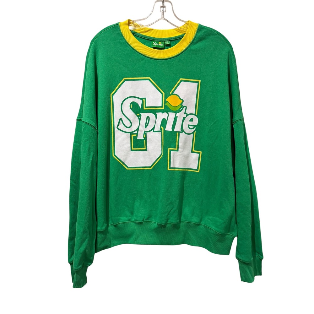 Sprite Soda Large Graphic Sweatshirt Green Yellow 61 Logo Pullover B15
